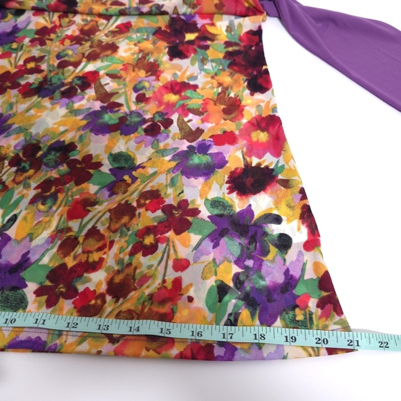 LOGO Layers by Lori Goldstein Printed Sheer Mesh w/Solid Details Purple XS - Picture 5 of 10